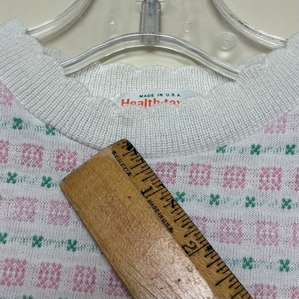 Vintage Healthtex Pink White Green Stripes Scalloped Collar 2T USA 80s